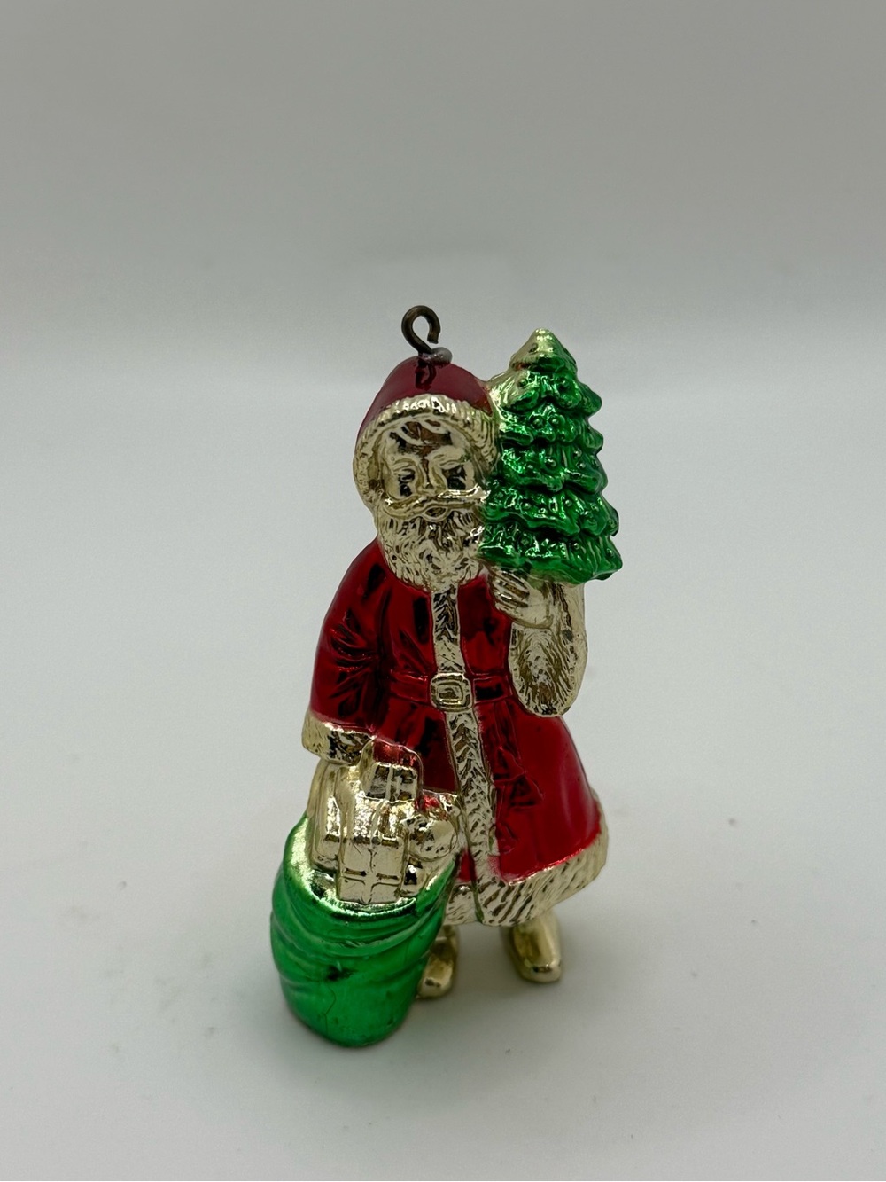 Vintage Santa Tree Ornament Victorian Style Heavy Mini Holiday Decor 80s